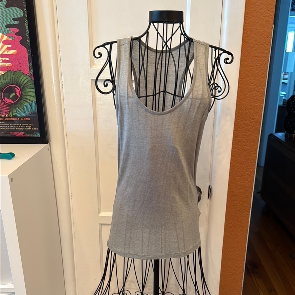 All Saints Gray Fitted Ribbed Tank Top
